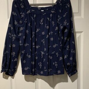 Old Navy Navy Blue Floral Blouse